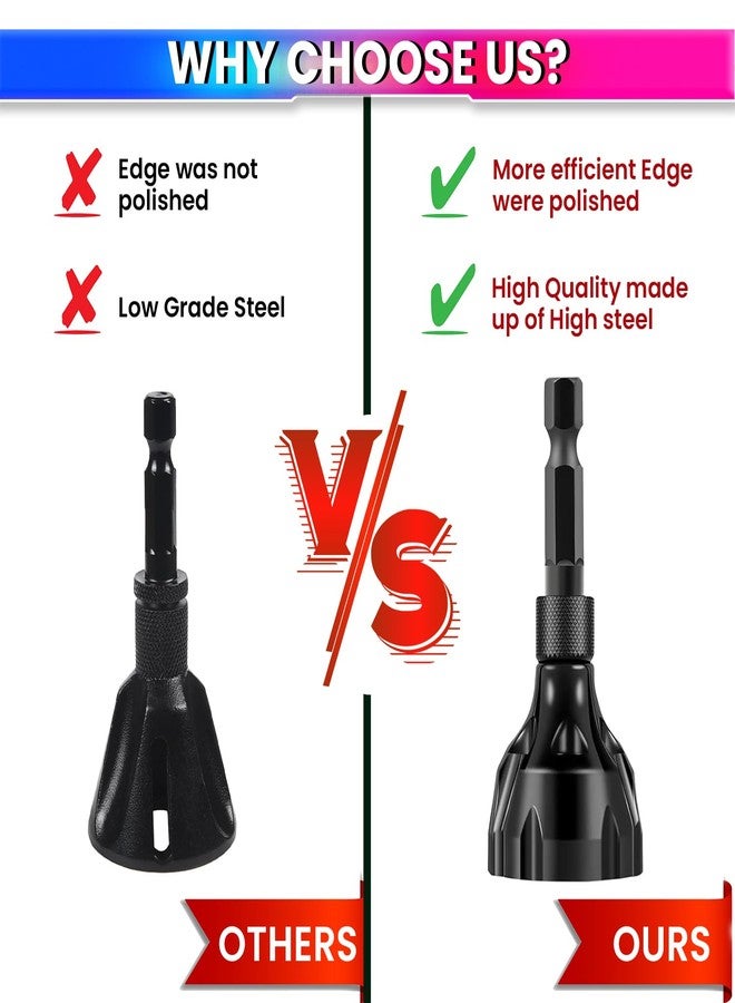 amiciTools Chamfering Drill Bit with Tungsten Carbide Blades, 1/8"-3/4" Deburring Tool, Quick Release 1/4” Hex Shank, Ideal for Bolt Repair - Image 3